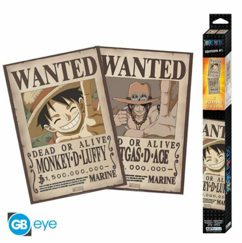 ONE PIECE - Set 2 Chibi Posters - Wanted Luffy & Ace (52x35 cm)_boxshot