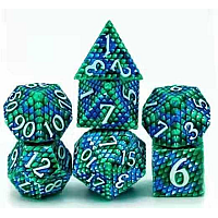 A Role Playing Dice Set: Metallic - Dragon Scale Blue/Green