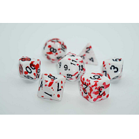 A Role Playing Dice Set: White with red splatter