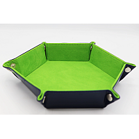 Leatherette & Velvet Hex Dice Tray (Navy with Lime)