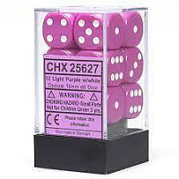 Chessex 12 Purple/White Opaque 16mm d6 (CHX 25627)
