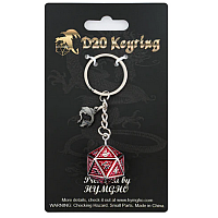 D20 Keychain - Dragon charm Behemoth Blood on Gun Metal