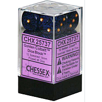 Chessex 12 Golden Cobalt 16mm d6 (CHX 25737)