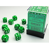 Chessex Opaque: 36 tärningar (12 mm) - Grön med vita prickar (CHX 25805)