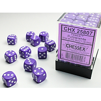 Chessex Opaque: 36 tärningar (12 mm) - Lila med vita prickar (CHX25807)