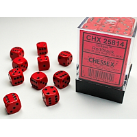 Chessex Opaque: 36 tärningar (12 mm) -  Röd med svarta prickar (CHX25814)