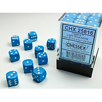 Chessex Opaque: 36 tärningar (12 mm) - Ljusblå med vita prickar (CHX25816)