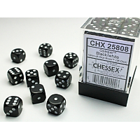 Chessex Opaque: 36 tärningar (12 mm) - Svart med vita prickar (CHX 25808)