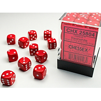 Chessex Opaque: 36 tärningar (12 mm) - Röd med vita prickar (CHX 25804)