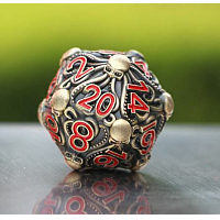 Big Metal D20 Dice Bronze Red for Call of Cthulhu