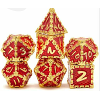A Role Playing Dice Set: Metallic - Royal red with gold