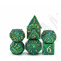 A Role Playing Dice Set: Metallic - Dragon Scale Green/Blue with Gold
