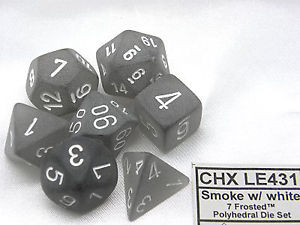 7 x Polyhedral Smoke/White Frosted Dice (Chessex)_boxshot