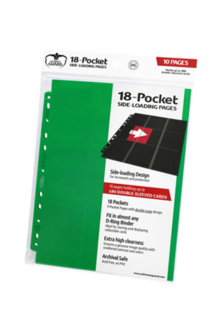 Ultimate Guard 18-Pocket Pages Side-Loading Green (10)_boxshot