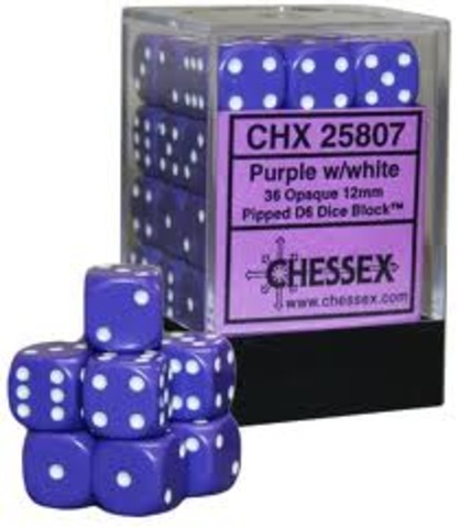 36 x D6 12mm Purple w/white _boxshot