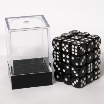 Blackfire Dice Cube – 12mm D6 36 Dice Set – Opaque Black_boxshot