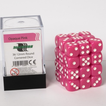 Blackfire Dice Cube – 12mm D6 36 Dice Set – Opaque Pink_boxshot