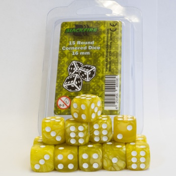 Blackfire Dice - 16mm D6 Dice Set - Marbled Yellow (15 Dice)_boxshot