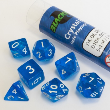 Blackfire Dice - 16mm Role Playing Dice Set - Crystal Blue (7 Dice)_boxshot