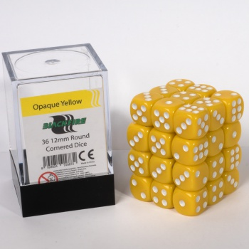 Blackfire Dice Cube - 12mm D6 36 Dice Set - Opaque Yellow_boxshot