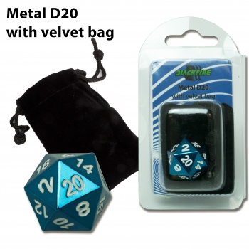 Blackfire Dice - D20 Metal with Velvet bag - Blue_boxshot