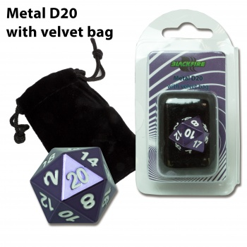 Blackfire Dice - D20 Metal with Velvet bag - Purple_boxshot