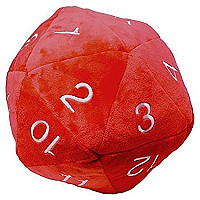 Jumbo D20 Novelty Dice Plush in Red with White Numbering