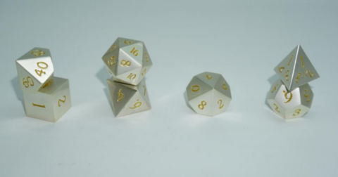 A Role Playing Dice Set: Metallic - Silver with Golden Numbers_boxshot