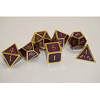 A Role Playing Dice Set: Metallic - Purple with Gold Borders