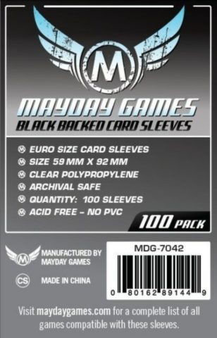 Mayday Games Card Sleeves - Euro Size (Black)_boxshot