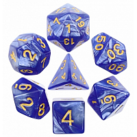 A Role Playing Dice Set: Blue Pearl Golden Numbers