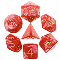 A Role Playing Dice Set: Red Pearl Golden Numbers