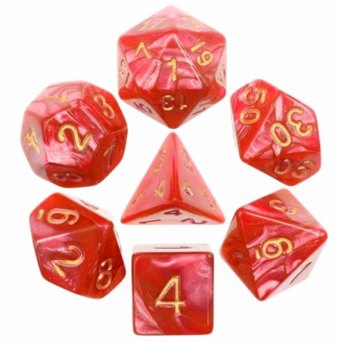 A Role Playing Dice Set: Red Pearl Golden Numbers_boxshot