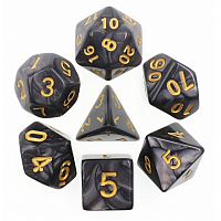 A Role Playing Dice Set: Black Pearl Golden Numbers