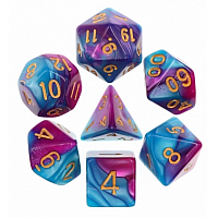 A Role Playing Dice Set: Blue and Bright Purple