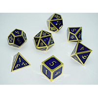 A Role Playing Dice Set: Metallic - Blue with Gold Borders