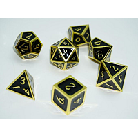 A Role Playing Dice Set: Metallic - Black with Gold Borders