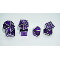 A Role Playing Dice Set: Metallic - Purple with Silver Borders