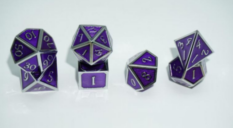 A Role Playing Dice Set: Metallic - Purple with Silver Borders_boxshot