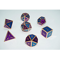 A Role Playing Dice Set: Metallic - Purple or blue sides with Copper Borders