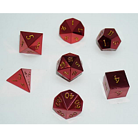 A Role Playing Dice Set: Metallic - Plain Red with Golden numbers