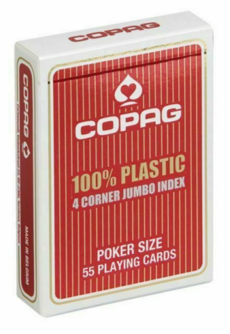 Copag Poker Size - 4 Corner Jumbo Index, 100% Plastic (Red)_boxshot