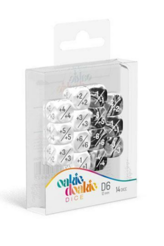 Oakie Doakie Dice D6 Dice 12 mm Marble/Gemidice Positive & Negative - White (14)_boxshot