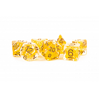 16mm Resin Poly Dice Set: Pearl Citrine with Copper Numbers