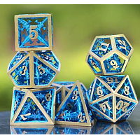 Hollow Bronze Sword Dice Set - Blue