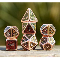 Color Changing D&D Dice Set by View Angles - Magic Season (Copper Green & Yellow & Red Shift)