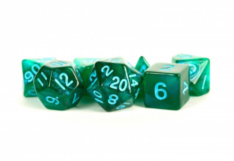 16mm Acrylic Poly Set Stardust Green w/ Blue Numbers