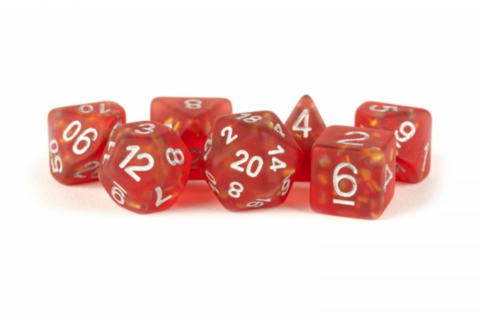 16mm Resin Icy Opal Dice Poly Set Red w/ Silver Numbers_boxshot
