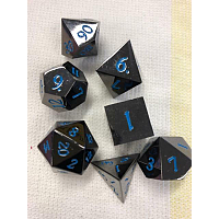 A Role Playing Dice Set: Metallic - Blue ink on black
