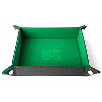 Velvet Folding Dice Tray 10x10 Green with Leather Backing